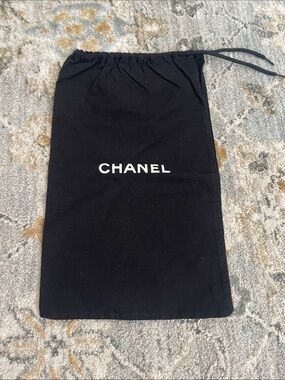 CHANEL Black Drawstring Skirt Dust Bag with White Logo
